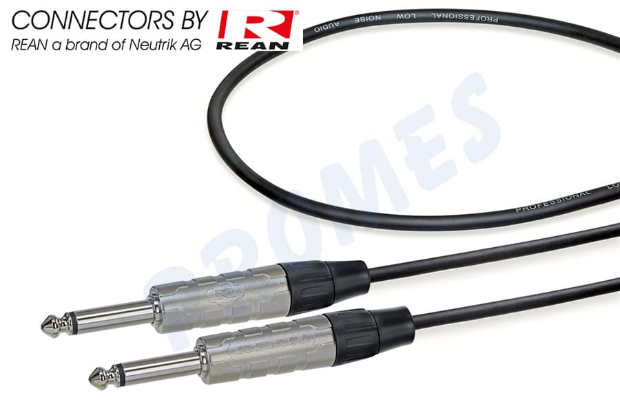 instrumentkabel zwart Jack>Jack 6,3mm mono nikkel  1,5m REAN