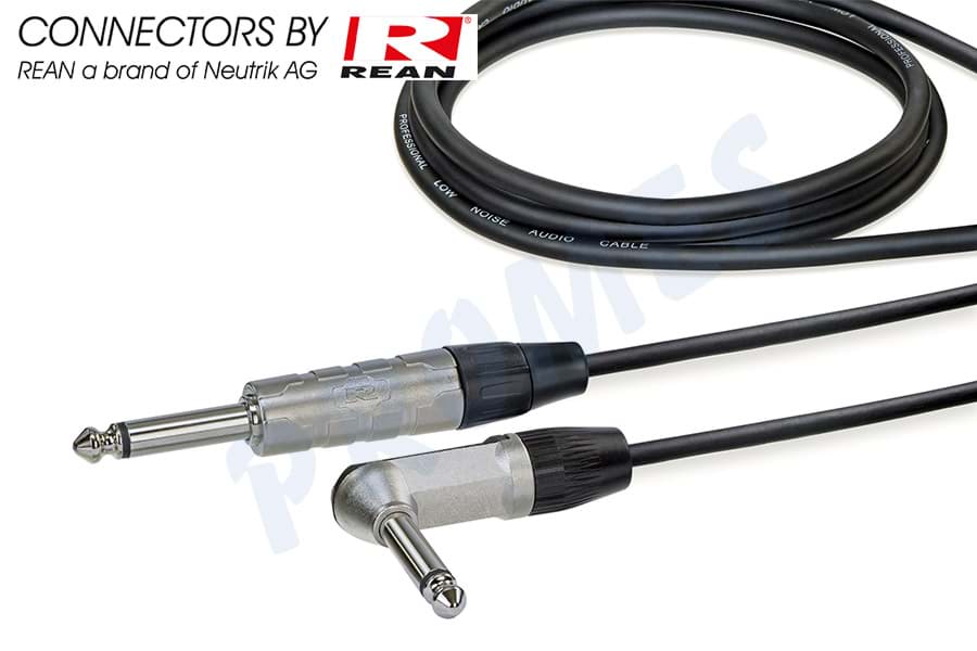 instrumentkabel zwart Jack>Jack-haaks 6,3mm mono nikkel  6,0m REAN