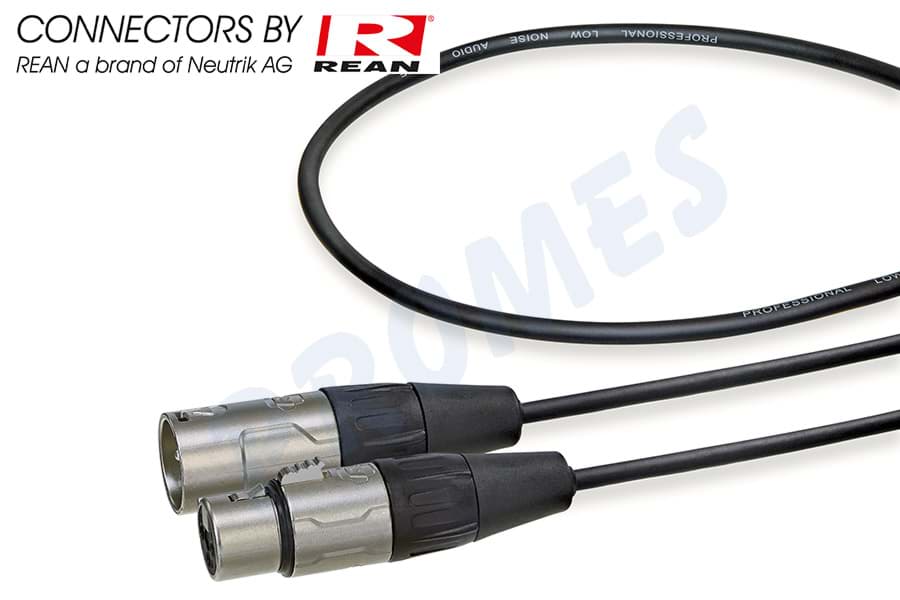 microfoonkabel zwart XLR 3p F>M nikkel 15m REAN