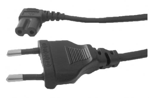 aansluitkabel PVC 2x0,75mm2 wit Schuko 2p > C7 (8) haaks 1,8m