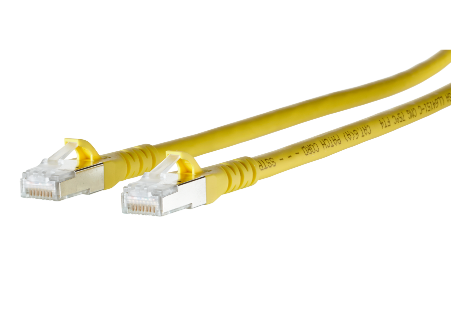 patchkabel CAT6A S/FTP 4P26 LSHF geel RJ45 snagless 15m Metz 10G