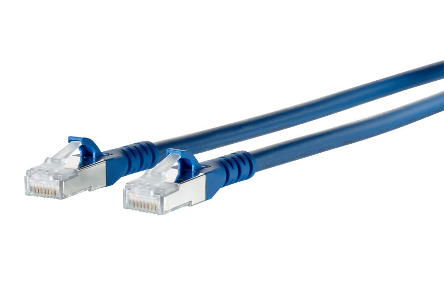 patchkabel CAT6A S/FTP 4P26 LSHF blauw RJ45 snagless  5,0m Metz 10G