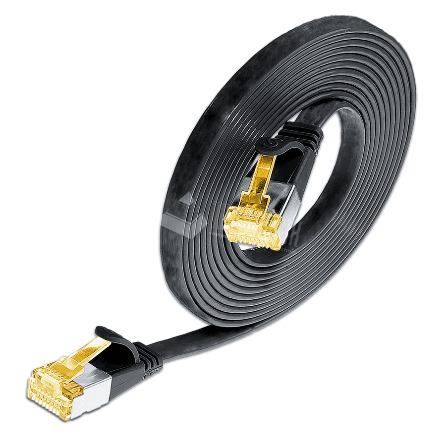 patchkabel CAT6A U/FTP 4p32 FLAT PVC zwart RJ45  1,0m 10G