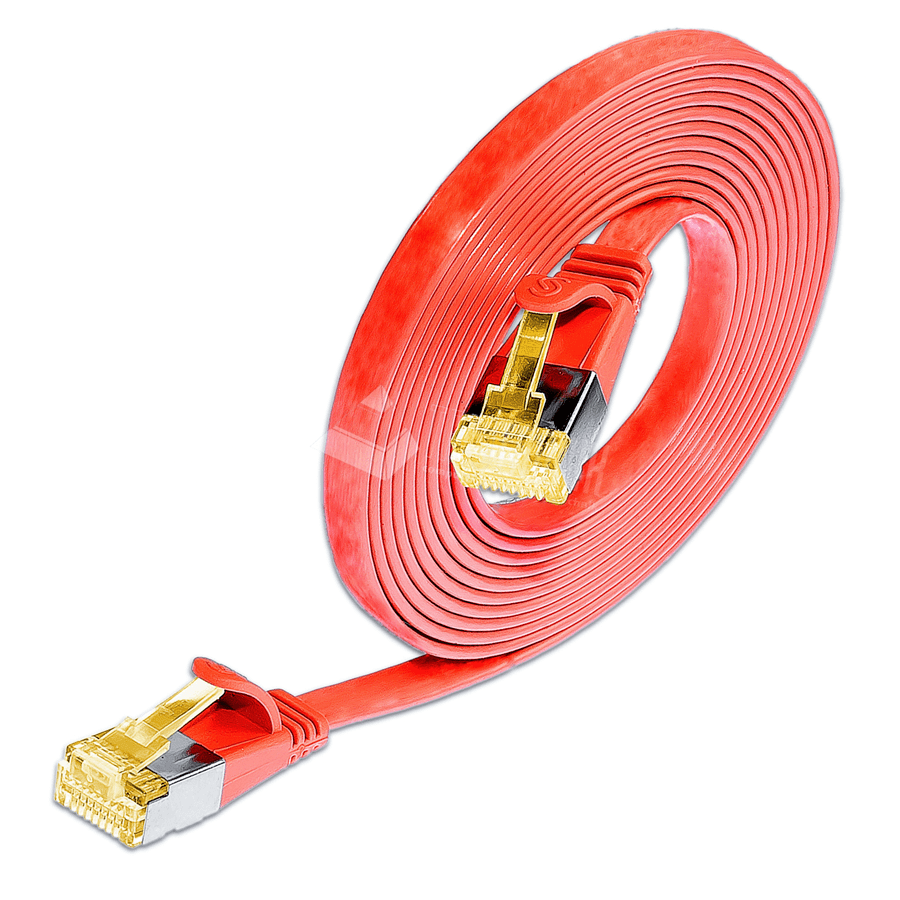 patchkabel CAT6A U/FTP 4p32 FLAT PVC rood RJ45  0,25m 10G