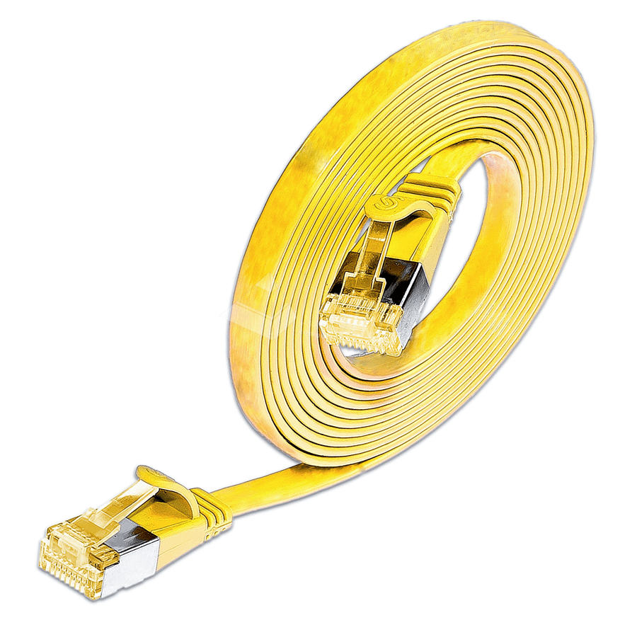 patchkabel CAT6A U/FTP 4p32 FLAT PVC geel RJ45  0,25m 10G