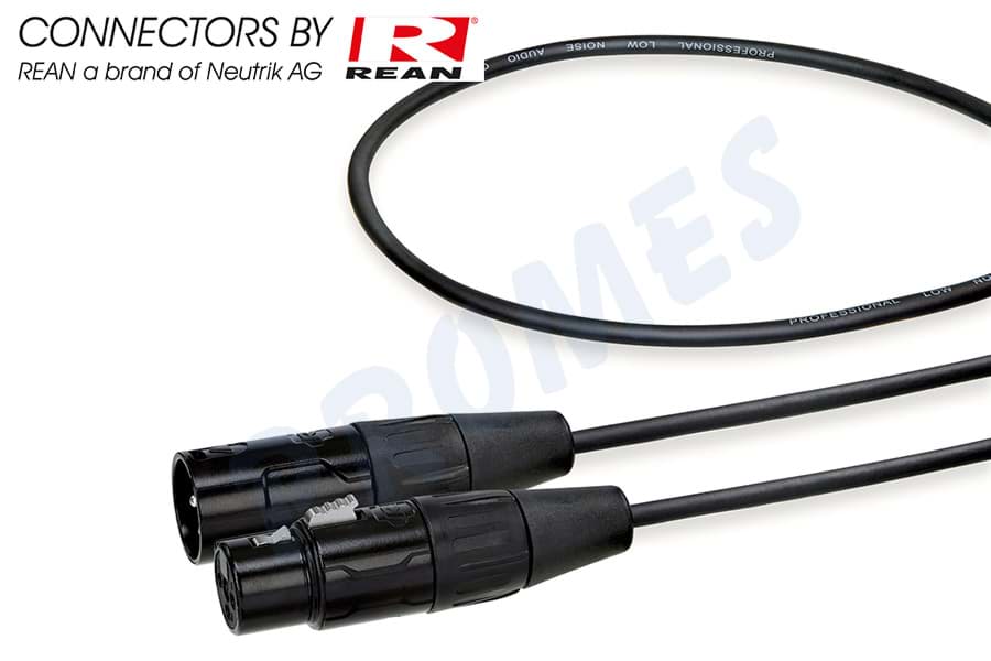 microfoonkabel zwart XLR 3p F>M zwart 15m REAN