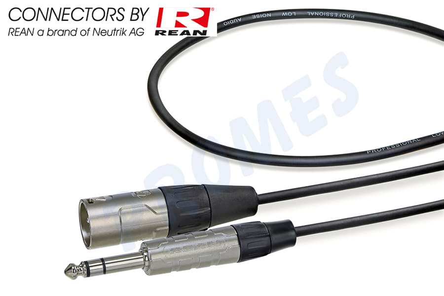 audiokabel zwart Jack 6,3mm stereo>XLR 3p male nikkel  1,5m REAN