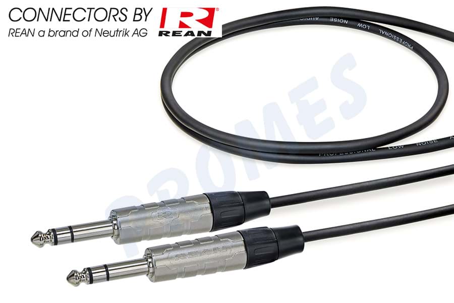 audiokabel zwart Jack>Jack 6,3mm stereo nikkel  6,0m REAN