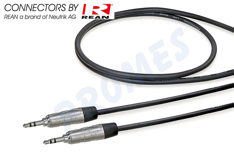 audiokabel zwart Jack>Jack 3,5mm stereo nikkel  1,5m REAN