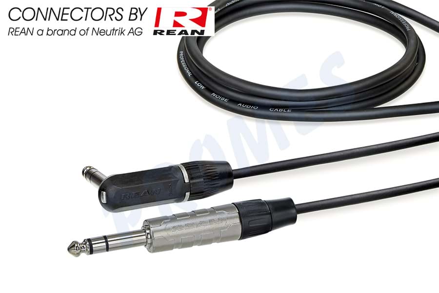 audiokabel zwart Jack 6,3mm>Jack-haaks 6,3mm stereo nikkel  3,0m REAN
