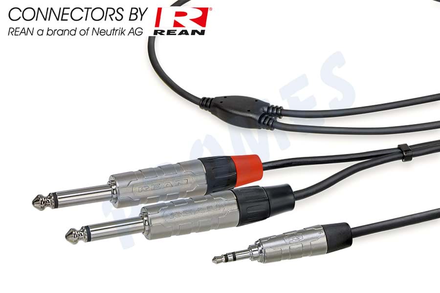 Y-kabel zwart Jack 3,5mm stereo > 2x Jack 6,3mm mono nikkel 1,5m REAN