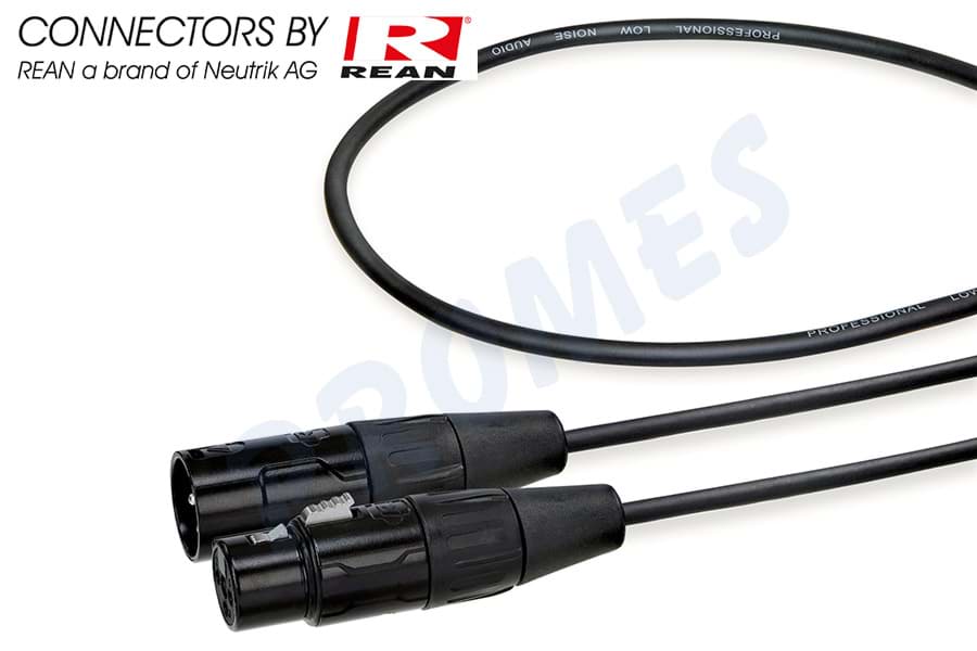 DMX kabel zwart XLR 3p M>F zwart  5,0m REAN