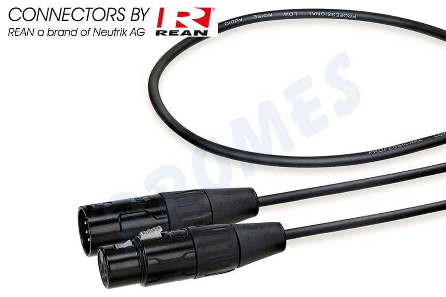 DMX kabel zwart 1 pair XLR 5p M>F zwart  5,0m REAN