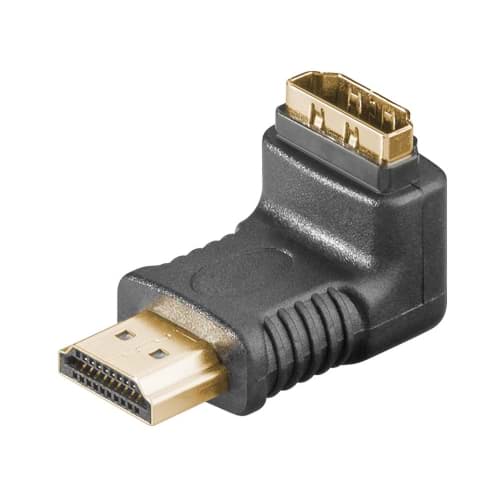 HDMI adapter male - female haaks-onder zwart