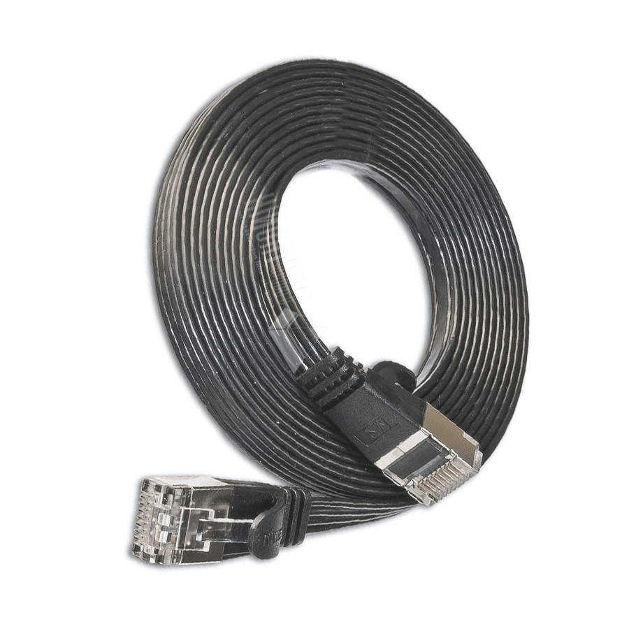 patchkabel CAT6 U/FTP 4p36 FLAT PVC zwart RJ45  7,5m