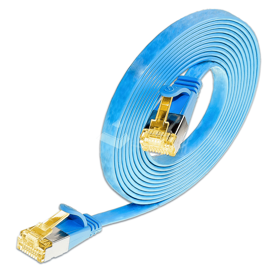patchkabel CAT6A U/FTP 4p32 FLAT PVC blauw RJ45  0,1m 10G