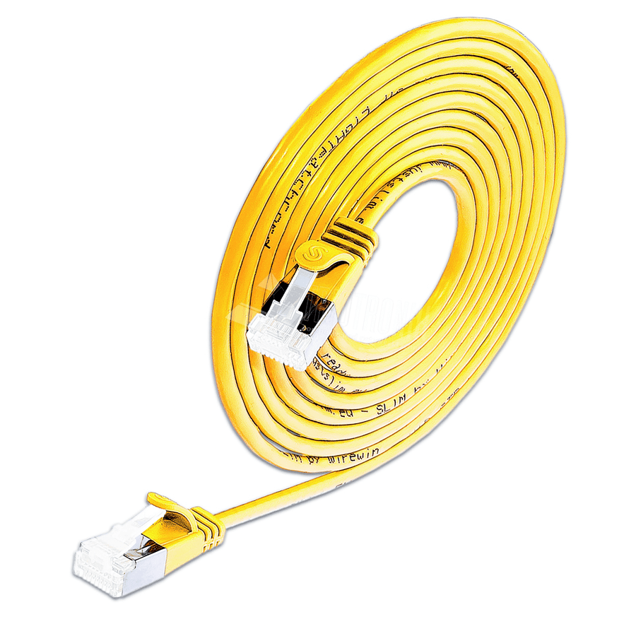 patchkabel CAT6A U/FTP 4p32 SLIM LSZH geel RJ45  0,25m 10G 3.8mm