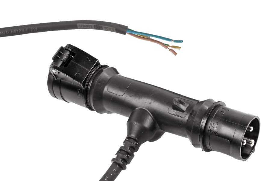 T-splitter CEE 16A 3p 230V in-uit > H07RNF 3G2,5 1,0m open eind PROMES