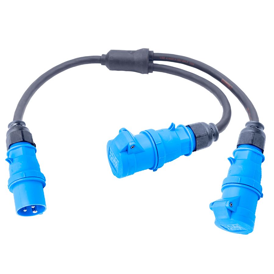 Y-splitter H07RNF 2,5mm2 CEE 3p 16A blauw M>0,5>>Y>0,5>2F Bals