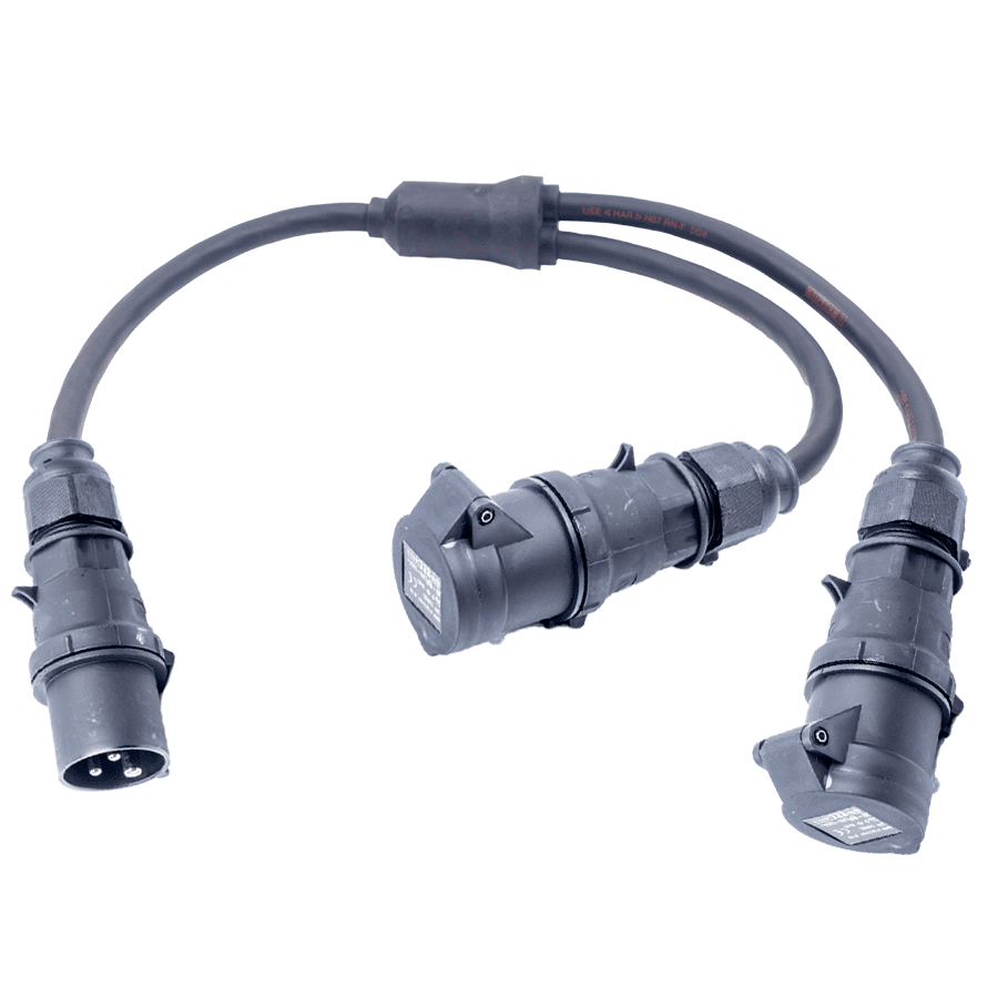 Y-splitter H07RNF 2,5mm2 CEE 3p 16A zwart M>0,5>>Y>0,5>2F Bals