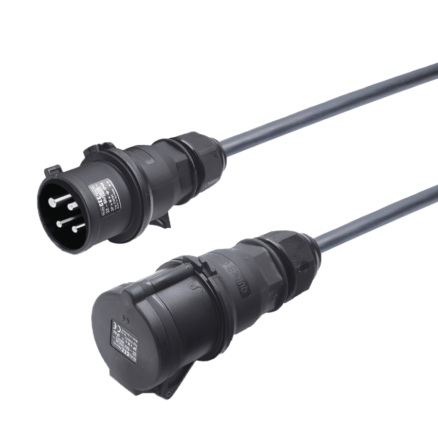 verlengkabel H07RNF 2,5mm2 CEE 4 pin 16A 400V zwart(rd) Bals 25m