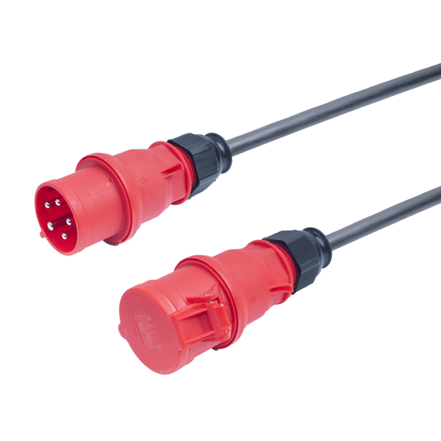 verlengkabel H07RNF 2,5mm2 CEE 5 pin 16A 400V rood Bals 20m