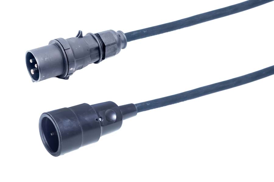 verloopkabel H07RNF 1,5mm2 CEE 3 pin 16A zwart(bl) Bals > AVA 452 0,5m