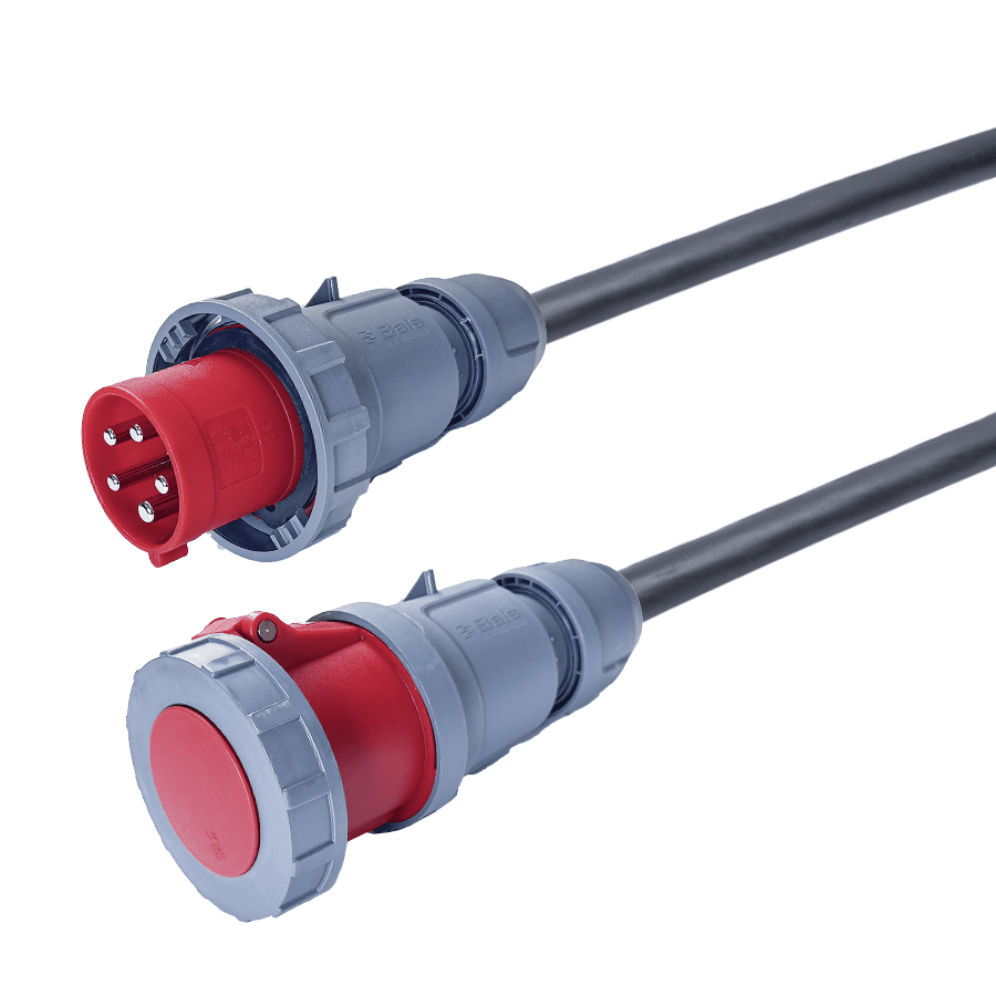 verlengkabel H07RNF 16mm2 CEE 5 pin 63A 400V rood Bals 25m