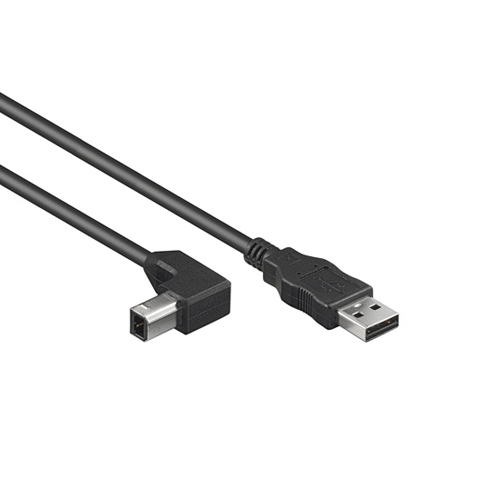 USB 2.0 kabel USB-A-male > USB-B-male haaks zwart 2,0m