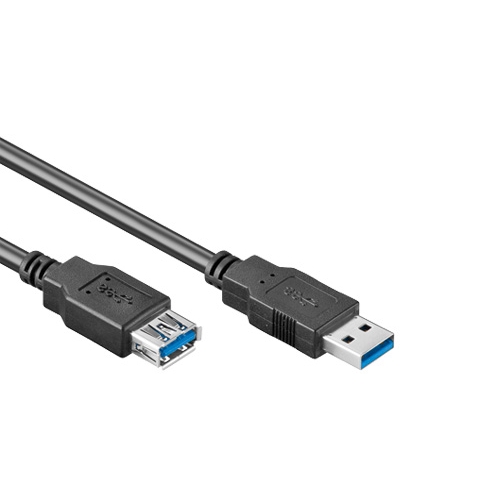 USB 3.0 kabel USB-A-male > USB-A-female zwart 2,0m