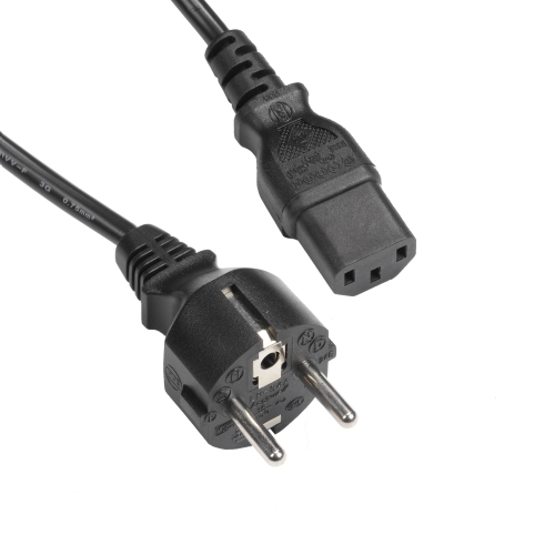 aansluitkabel PVC 3G0,75mm2 zwart Schuko ra+bus recht>C13 1,8m