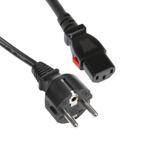 aansluitkabel PVC 3G0,75mm2 zwart Schuko ra+bus recht>C13+LOCK 1,8m