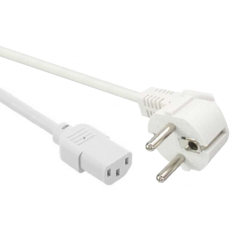 aansluitkabel PVC 3G0,75mm2 wit Schuko ra+bus haaks > C13 1,8m