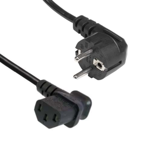 aansluitkabel PVC 3G0,75mm2 zwart Schuko ra+bus haaks>C13 haaks-L 1,8m