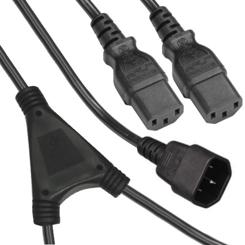 Y-splitter C14 > 1,2m > split > 2x 0,8m + C13 (=2,0m)