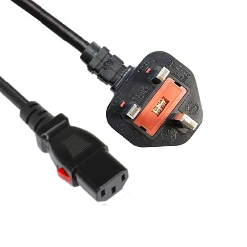 aansluitkabel PVC 3G1,0mm2 zwart UK>C13+LOCK 2,5m