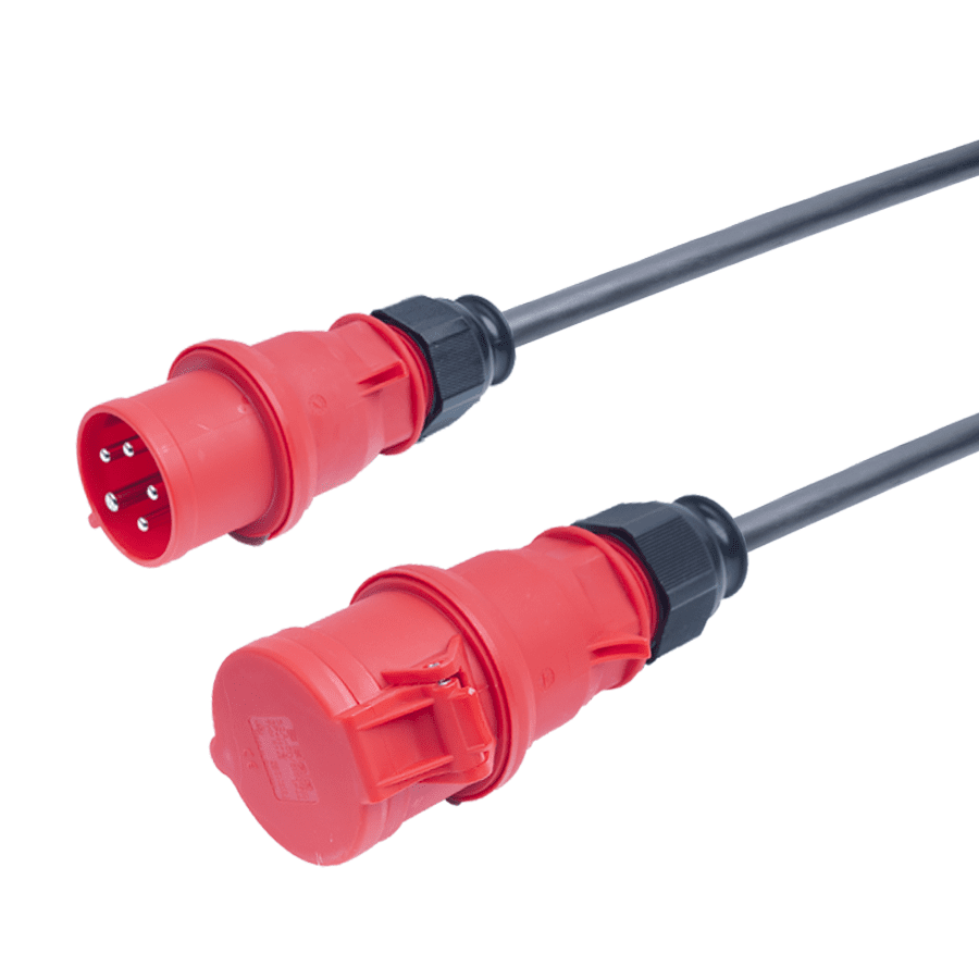 verloopkabel H07RNF 2,5mm2 CEE 5 pin 16A > 5 pin 32A rood Bals  1,0m