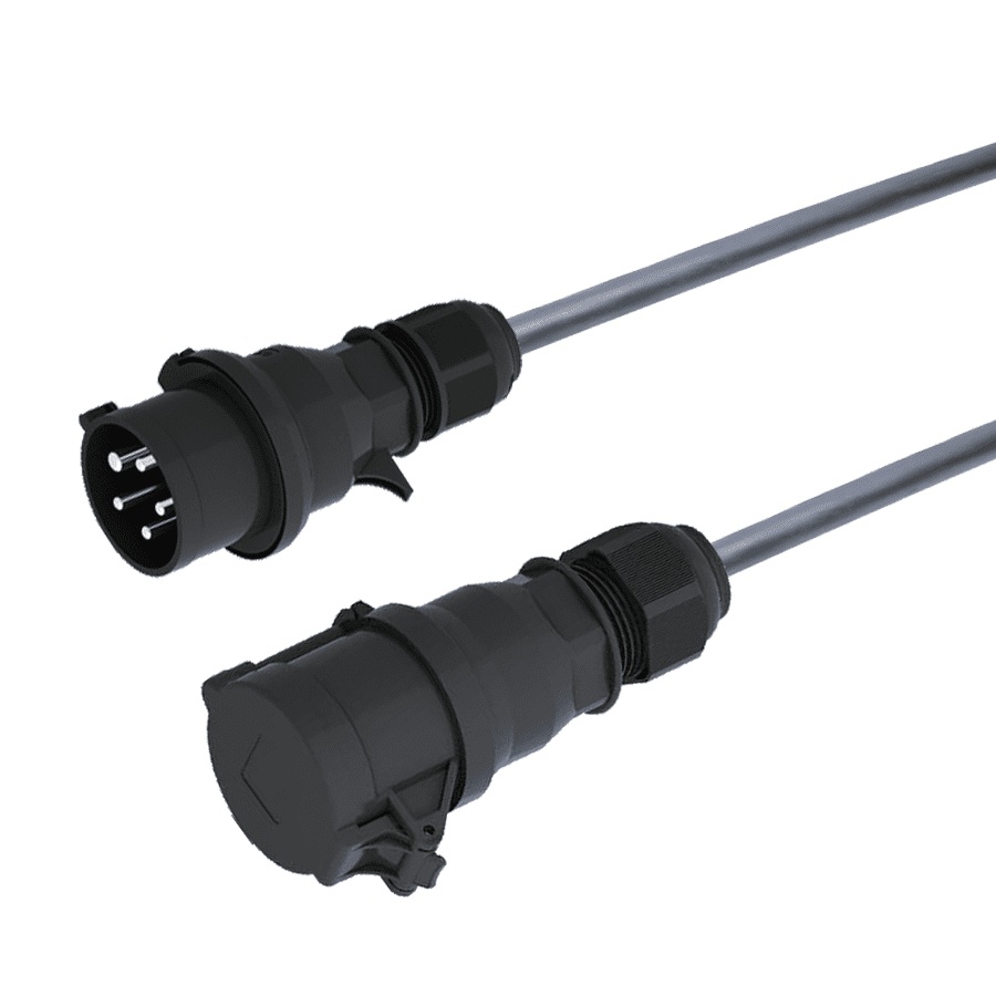 verloopkabel H07RNF 2,5mm2 CEE 5 pin 16A > 5 pin 32A zwart Bals 3,0m