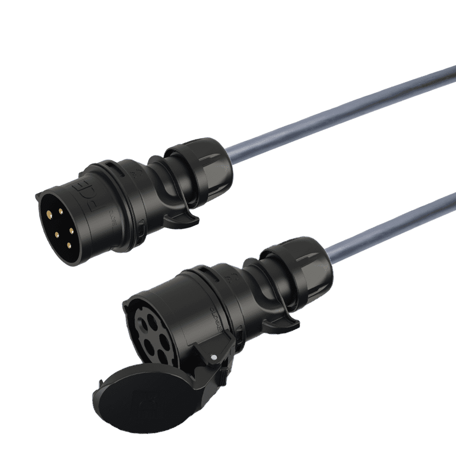 verlengkabel H07RNF 2,5mm2 CEE 5 pin 16A 400V zwart(rd) PCE 10m