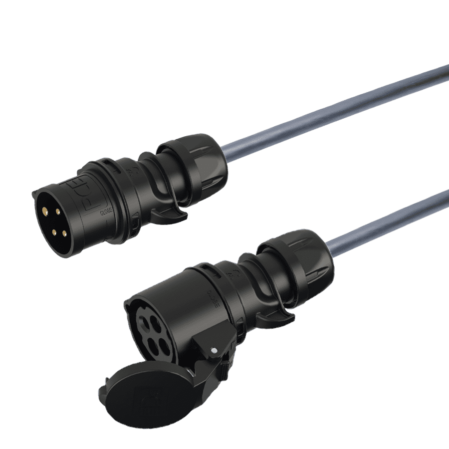 verlengkabel H07RNF 1,5mm2 CEE 4 pin 16A 400V zwart(rd) PCE  5,0m