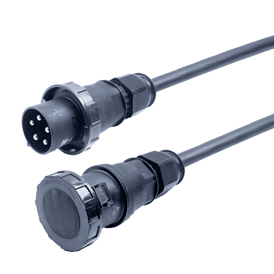 verlengkabel H07RNF 16mm2 CEE 5 pin 63A 400V zwart(rd) Bals 25m