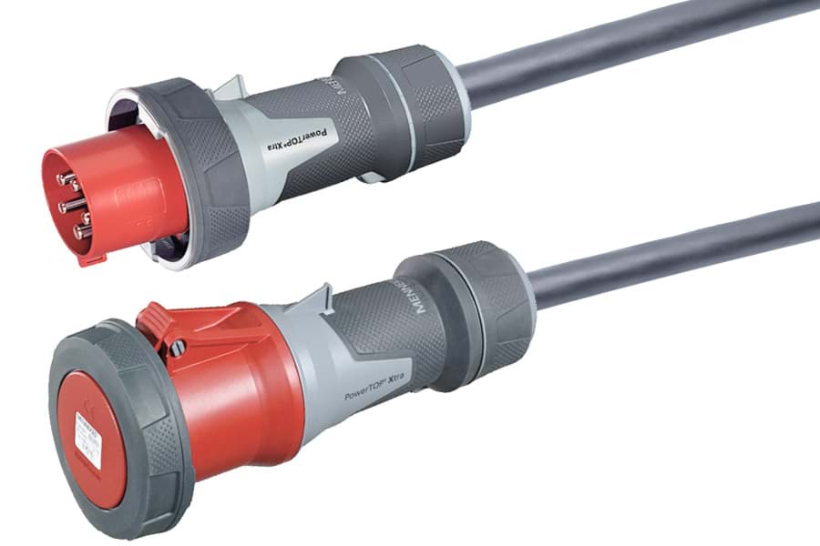 verloopkabel H07RNF 16mm2 CEE 5p 63A > 5p 125A rood PowerTop  1,0m