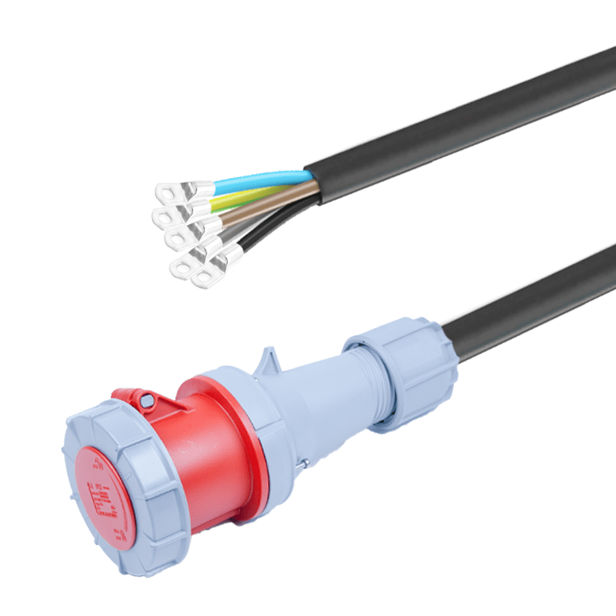 aansluitsnoer H07RNF 16mm2 5xoog  8mm > CEE 5 pin 63A 400V PCE  5,0m