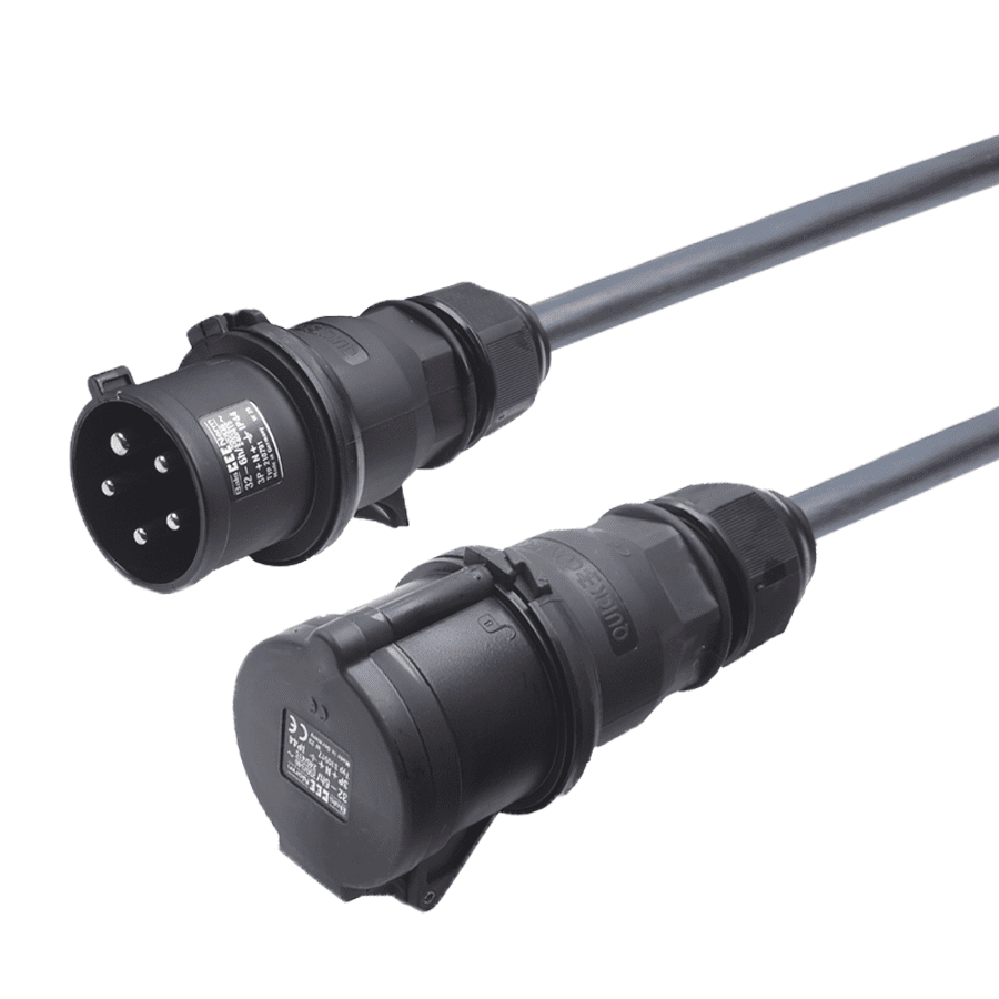 verlengkabel H07RNF 6mm2 CEE 5 pin 32A 400V zwart(rd) Bals 50m