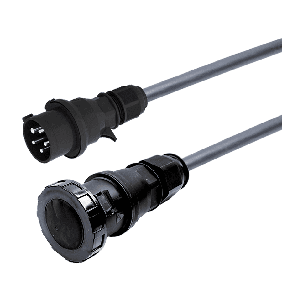 verloopkabel H07RNF 6mm2 CEE 5 pin 32A > 5 pin 63A zwart Bals  5,0m