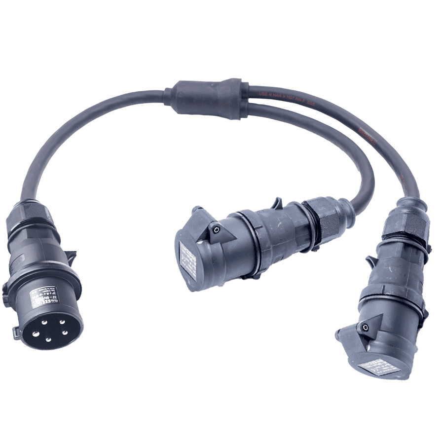 Y-splitter H07RNF 6mm2 CEE 5 pin 32A 0,5m>2xCEE 5 pin 32A 0,5m.zw Bals