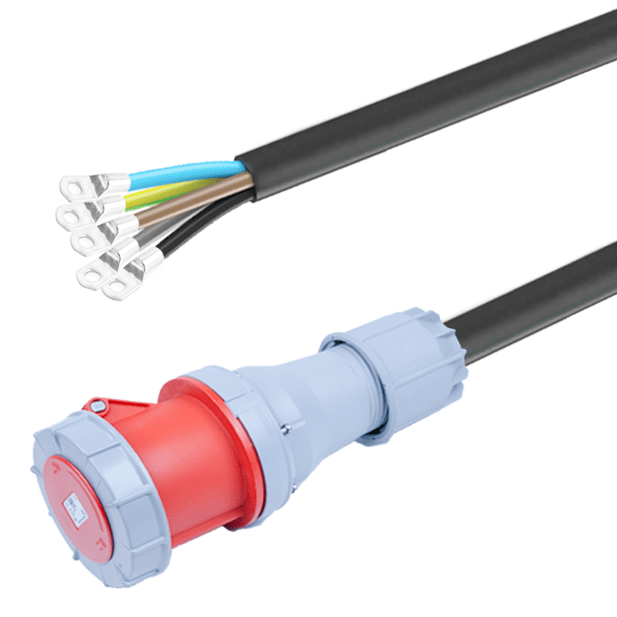 aansluitsnoer H07RNF 35mm2 5xoog 10mm > CEE 5 pin 125A 400V PCE  1,0m