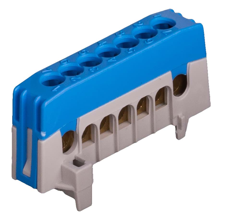 Verdeelklem 1F 7x10mm2 grijs/blauw