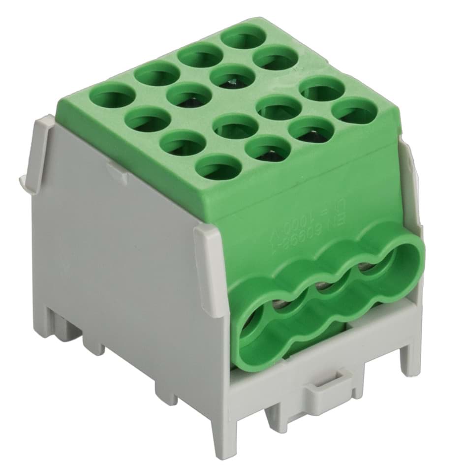 Verdeelblok 1F 2x16+6x10mm2 groen