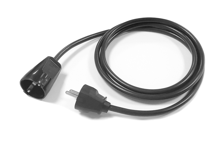 verlengkabel PVC 1,5mm2 Schuko 2p+ra recht>recht zwart 5,0m